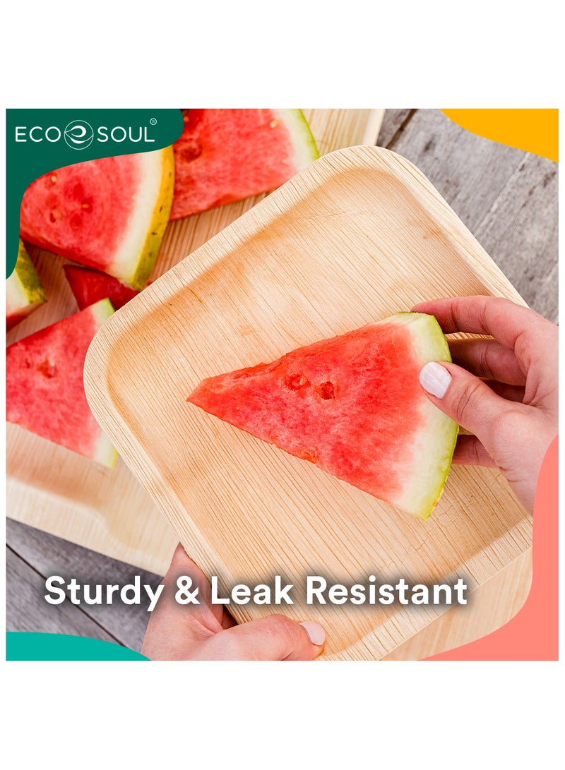 ECO SOUL 10 Piece - 8 inch Square Palm Leaf Plates, Sturdy and Leak proof, Eco Friendly, Organic, Compostable - Image 4