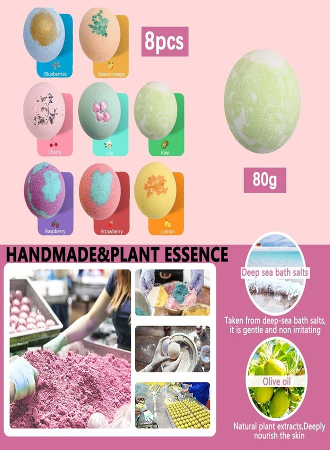 RoseFlower Bath Bombs Gift Set, 8pcs Colorful Bath Bombs, Handmade & Plant Essence, Plant Essential Oil Extraction, Home Bath to Moisturize Skin, Perfect SPA Gift for Women - Image 4