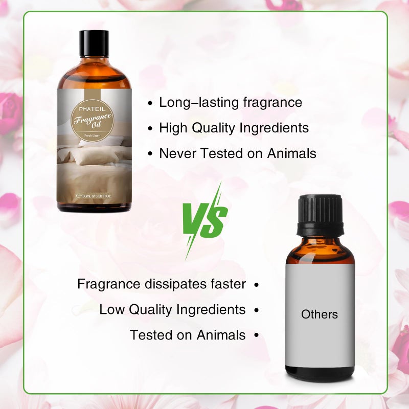 PHATOIL 3.38FL.OZ Fresh Linen Fragrance Oils for Aromatherapy, Essential Oils for Diffusers for Home, Perfect for Diffuser, DIY Candle and Soap Making, DIY Scented Products - 100ml - Image 5