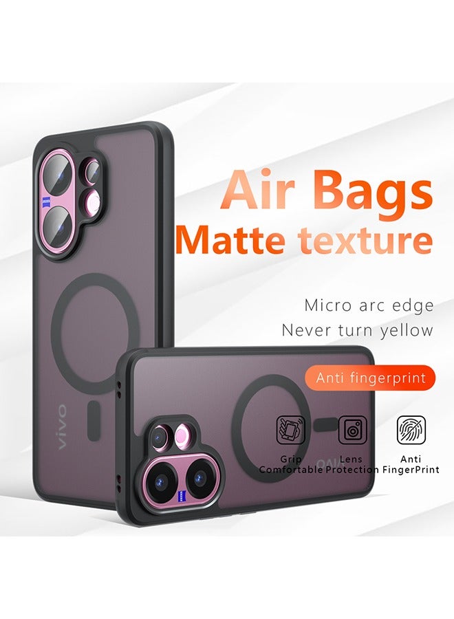 Magnetic Case for Vivo V60 5G, Frosted Translucent Back Protective Slim Phone Cover, Anti-Fingerprints, Anti-Fall Drop Protection, Shockproof Case for Vivo V60 5G (Black) - Image 1