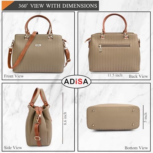ADISA Texture Stripes Shoulder Handbag for Women - Stylish Crossbody Bag with Sling Belt, Ladies' Purse with Top Zipper Closure, Gift for Women and Girls (AD4074) - Image 2