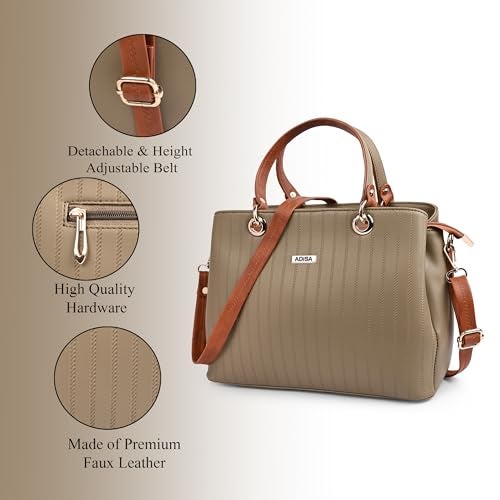 ADISA Texture Stripes Shoulder Handbag for Women - Stylish Crossbody Bag with Sling Belt, Ladies' Purse with Top Zipper Closure, Gift for Women and Girls (AD4074) - Image 3