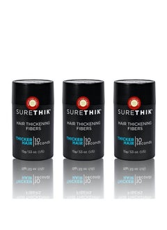 SureThik Pack Of 3 Surethik Hair Thickening Fibers 15G (Black) Natural For Thicker Looking Hair Hair Building Fibers  - Image 1