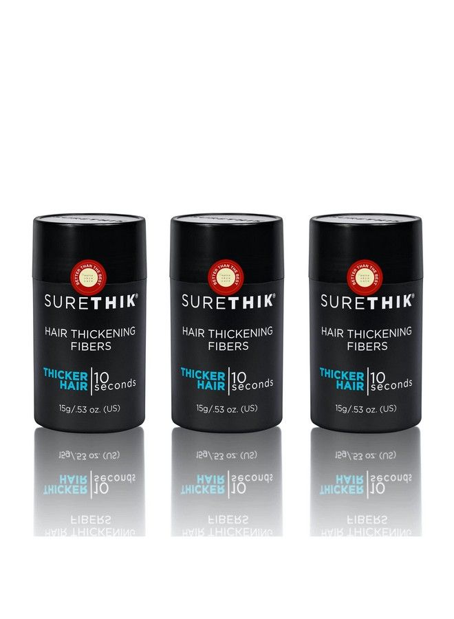 SureThik Pack Of 3 Surethik Hair Thickening Fibers 15G (Black) Natural For Thicker Looking Hair Hair Building Fibers - Image 1