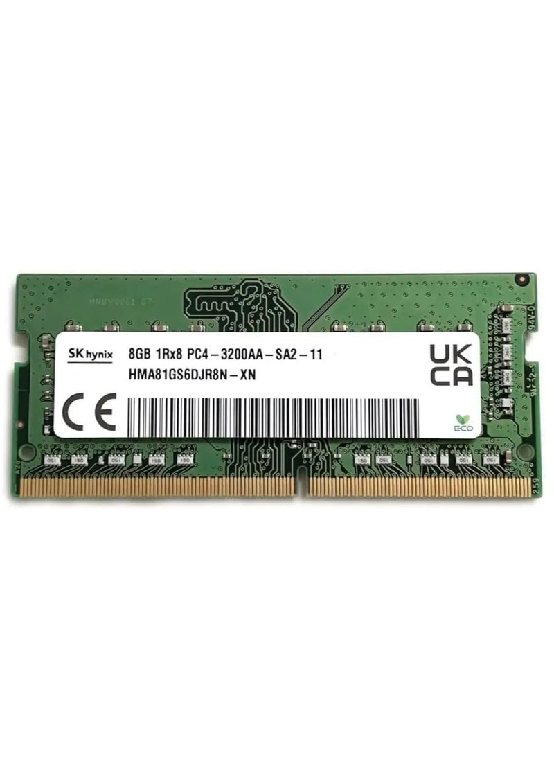 ماركة غير محددة - ذاكرة رام DDR4 SODIMM للكمبيوتر المحمول ، سرعة 3200، سعة 8 جيجابايت، ذاكرة SO-DIMM بتصنيف PC4، ذاكرة 1Rx8، لكمبيوتر محمول ديل واتش بي ولينوفو وغيره من الأنظمة، موديل HMA81GS6DJR8N-XN - Image 1