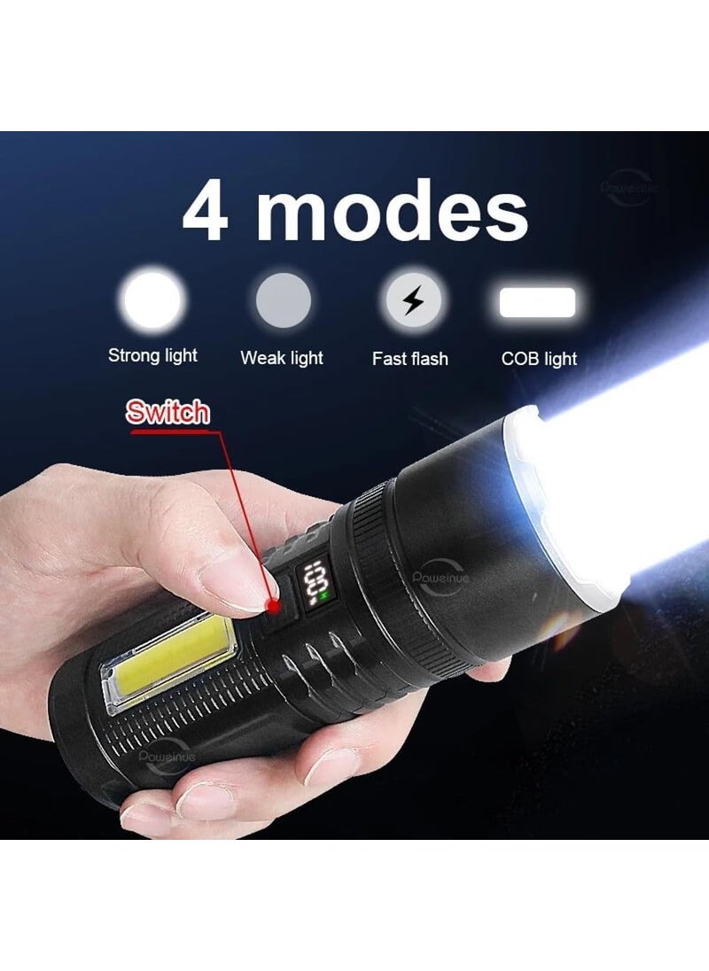 Sprysh Sprysh XBalog Most High Power10000 Lumens LED Flashlight2 Builtin Batteries Emergency Power Bank USB Rechargeable Flashlight Long Distance Lamping Torch 4 Light Modes with COB Light  - Image 5