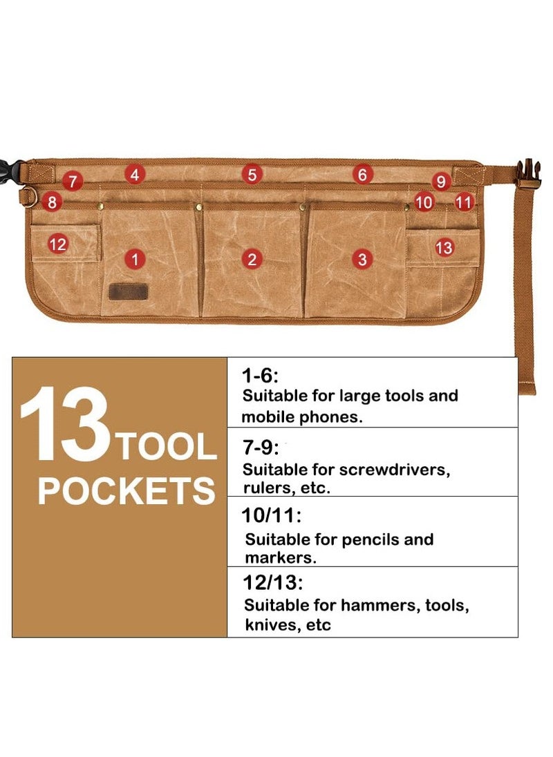 Excefore - Durable Utility Belt Pouch for Men, Canvas Electrician Tool Bag with 13 Pockets, Adjustable Gardening Waist Tool Pouch for Carpenters, Electricians, Mechanics, and More - Image 1