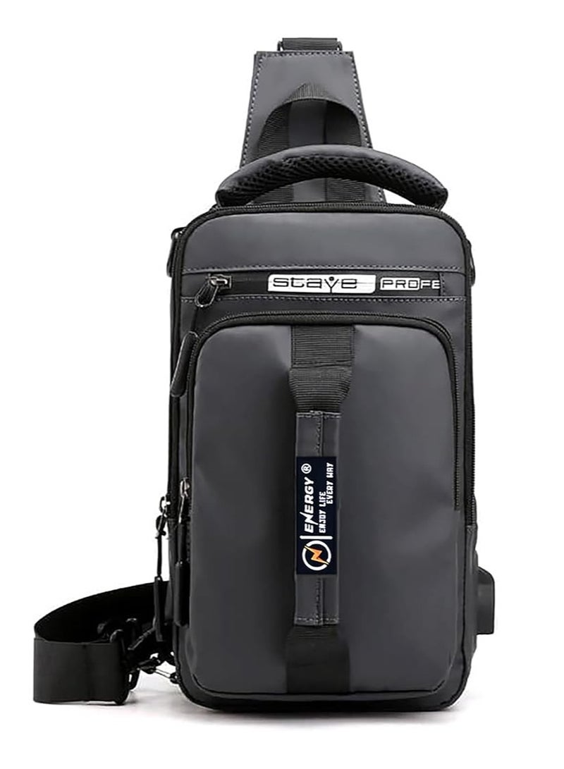 A versatile men's handbag and shoulder bag made from high-quality materials, ideal for work, travel, and everyday use. Grey-C. - Image 1