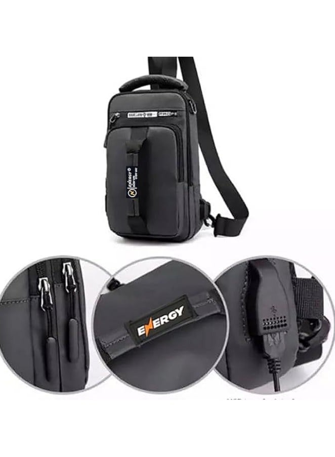 A versatile men's handbag and shoulder bag made from high-quality materials, ideal for work, travel, and everyday use. Grey-C. - Image 4