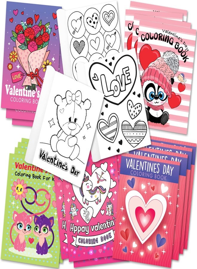 ArtCreativity 20 Packs / 5" X 7" Valentines Day Mini Coloring Books for Boys and Girls Children, 5 Designs Set for Classroom, Perfect for Creative Educational Art Home and Exchange Gifts for Toddlers - Image 1