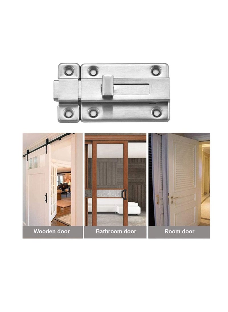 SYOSI Door Bolt, Barrel Sliding Door Lock Latch for Home Bathroom Toilet Window Furniture Pet Gate Bolts and Latches, Stainless Steel Door Latch Sliding Lock Barrel Bolt Sliding Lock Latch 3 Inch, Silver - Image 2