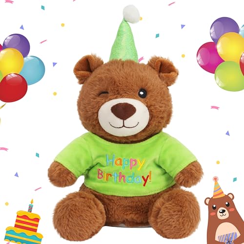 Cuteoy Happy Birthday Bear Musical Stuffed Animal Shaking Singing Dancing Plush Toy Electric Interactive Animated Plushies Gifts for Kids Girls Boys - Image 1