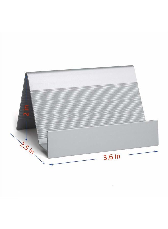 SUERUI Business Card Holder Aluminum Business Card Display Stand Desktop Organizer, High-end New Series (Silver) 2 Pack - Image 2