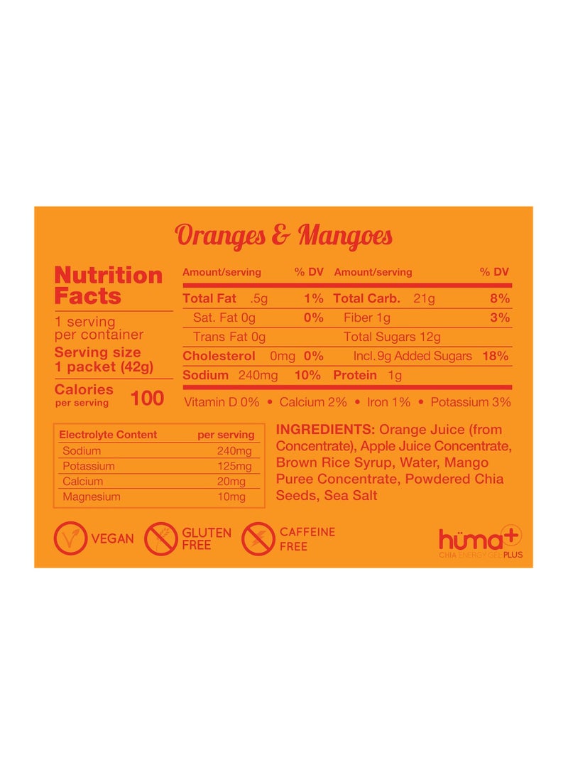 Huma Chia Energy Gel Plus Orange & Mango Pack of 9 - Image 2