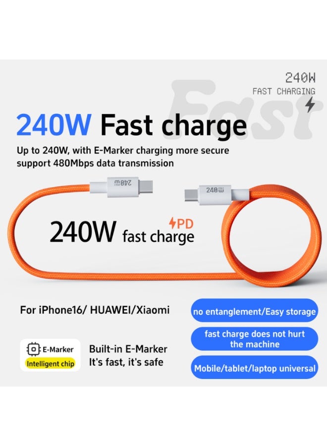 WinCheer كابل شحن مغناطيسي 240 واط، كابل بيانات من النوع C للشحن السريع ذاتي التنظيم، سلك شاحن هاتف ملفوف قابل للامتصاص، مضفر بالنايلون، متوافق مع iPhone MacBook Samsung Huawei Oppo - Image 4