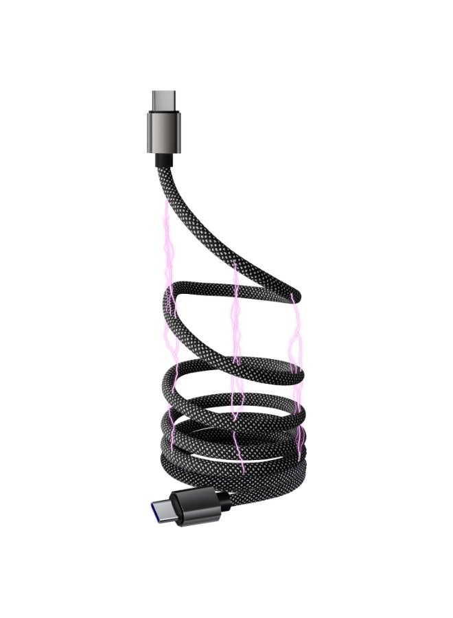 WinCheer 240W Magnetic Charging Cable, Self Organized Fast Charging Type-C Data Cable, Absorption Coiled Phone Charger Cord Nylon Braided Compatible with iPhone MacBook Samsung Huawei Oppo