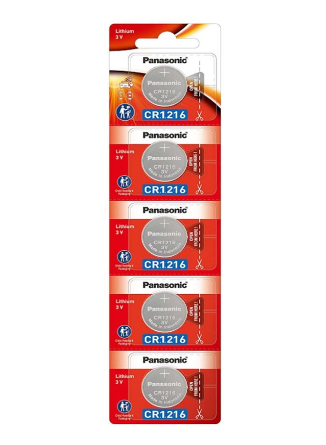 Panasonic 5-Piece Coin Battery Set Silver CR1216