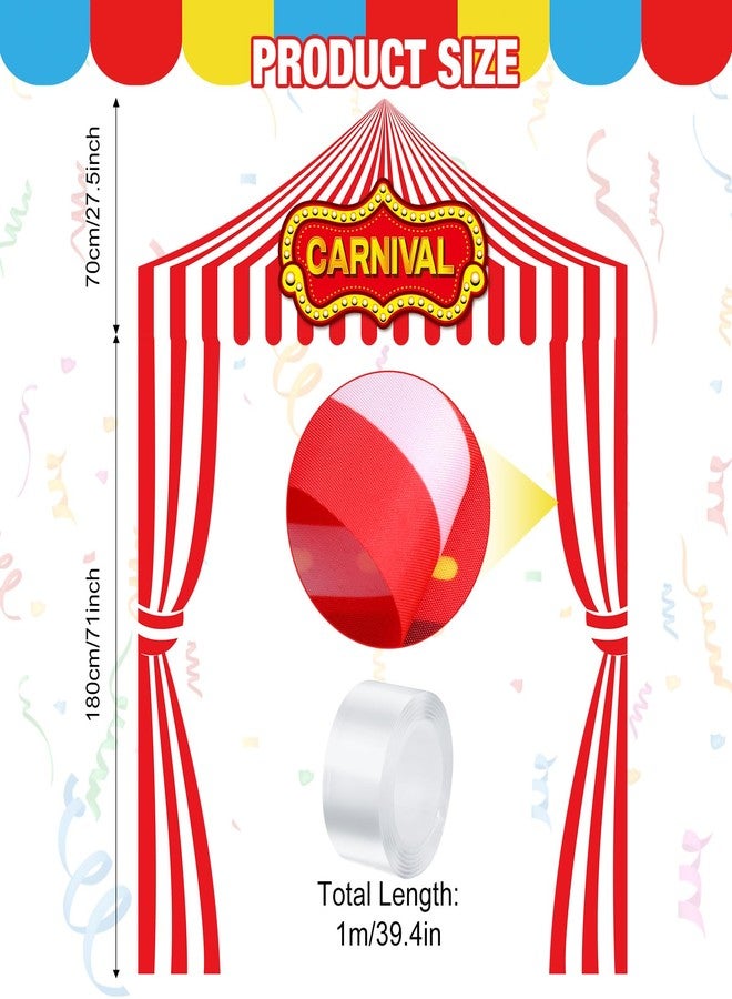 Ziliny 3 Pcs Carnival Party Decorations Circus Tent Awning Halloween Red White Banner Concession Stand(Carnival Style) - Image 4