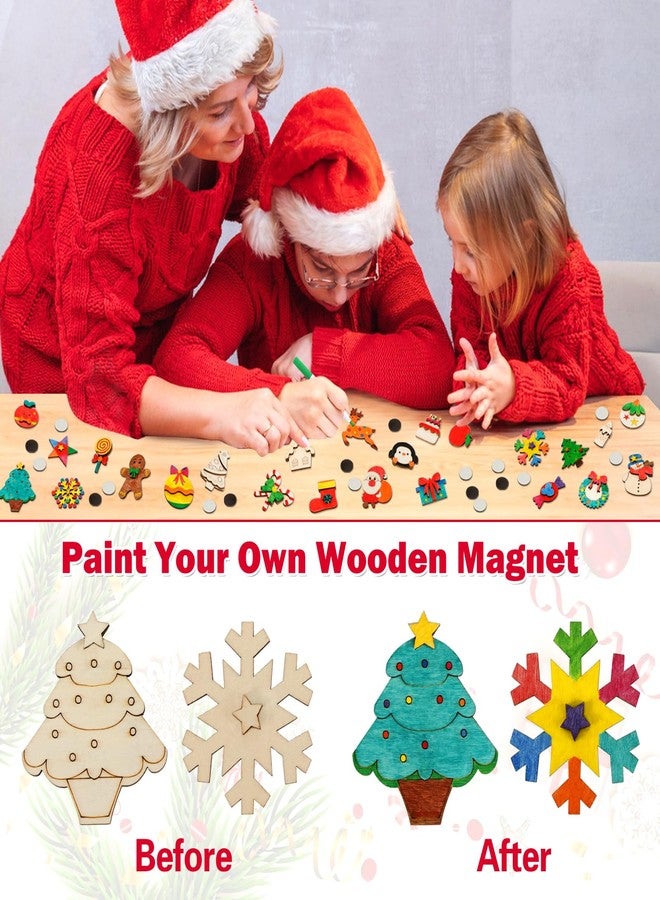 Worgree Christmas Crafts for Kids, 36pcs DIY Wooden Magnets Art Craft Supplies Painting Kit for Boys Girls Ages 4-8 8-12 Xmas Stocking Stuffers Toys Party Favors Gifts Goodie Bag Fillers Holiday Decor - Image 3