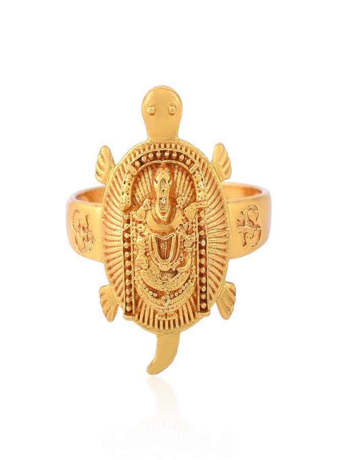 morir Gold Plated Brass Tirupati Balaji Sri Venkateswara Good Luck Tortoise/Turtle Finger Ring