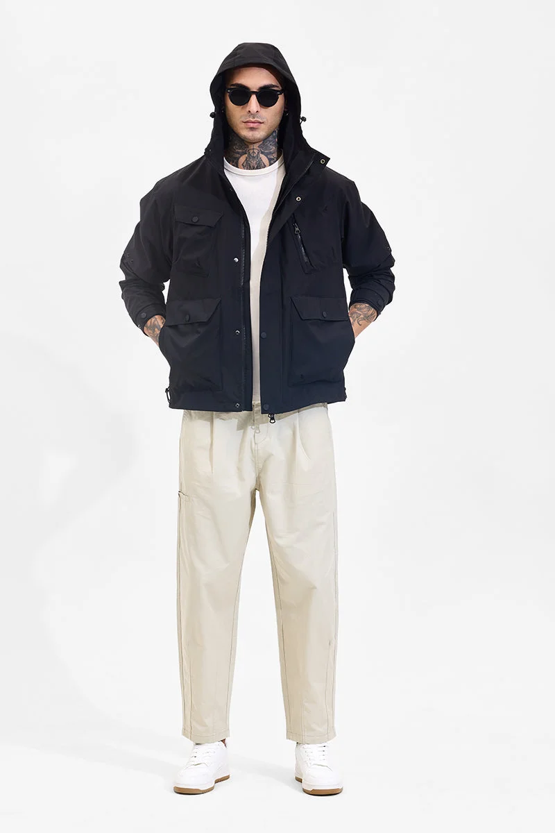 Snitch Black Black Multi Pocket Hooded Jacket for Men | Best Price UAE