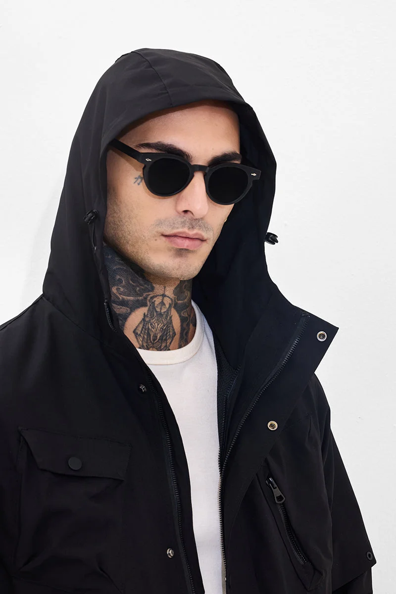 Snitch Black Black Multi Pocket Hooded Jacket for Men | Best Price UAE