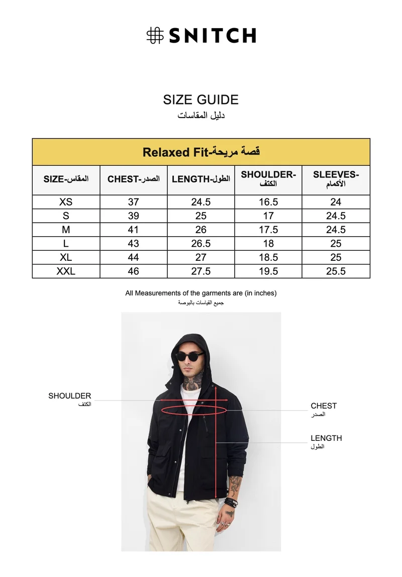 Snitch Black Black Multi Pocket Hooded Jacket for Men | Best Price UAE