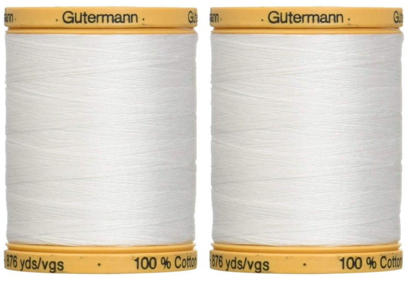 2Pack  Gutermann Natural Cotton Thread Solids 876 Yards Each  White 800C 5709