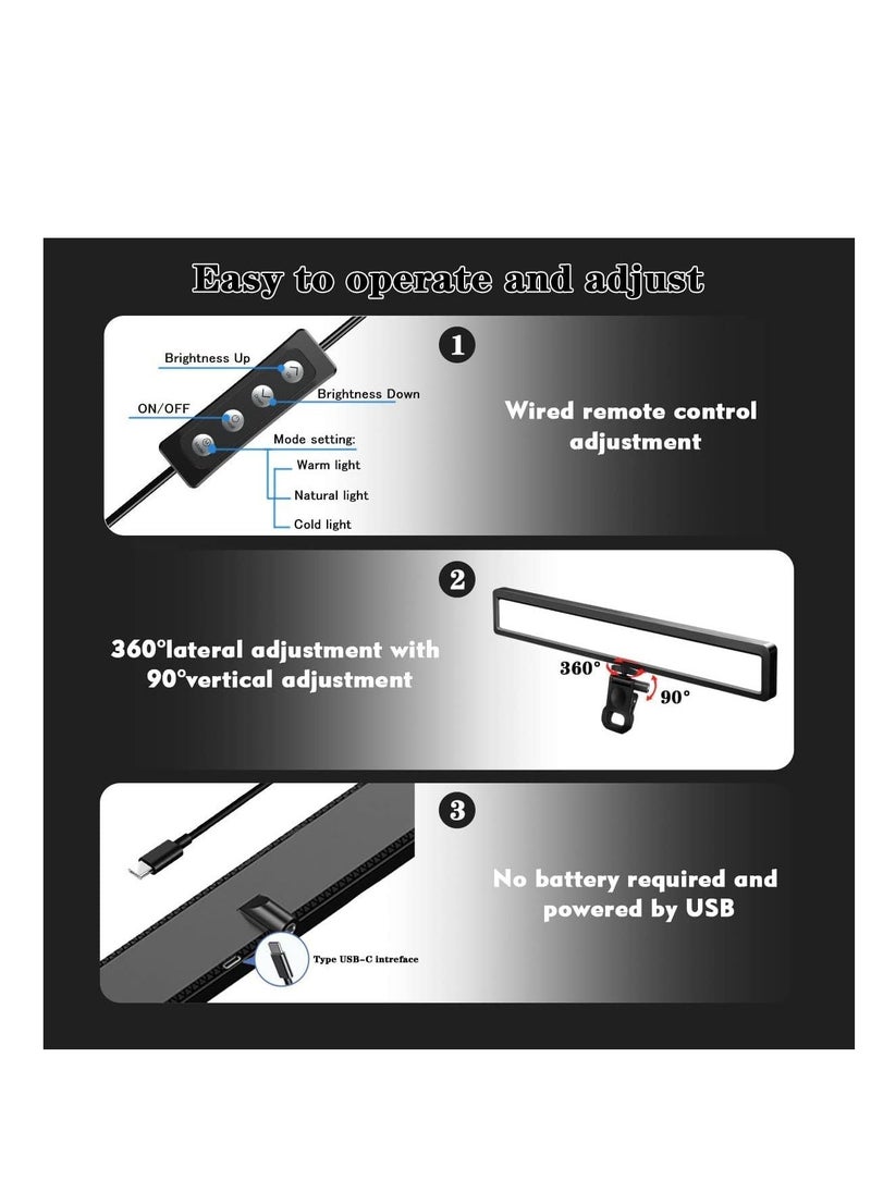 Excefore - Video Conference Lighting For Laptop, Webcam Light for Streaming, Zoom Lighting for Computer, LED Monitor and Laptop Light, Maximum Brightness 9000K, 3 Light Modes, 10 Brightness Adjustable - Image 1