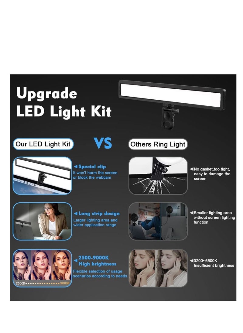 Excefore - Video Conference Lighting For Laptop, Webcam Light for Streaming, Zoom Lighting for Computer, LED Monitor and Laptop Light, Maximum Brightness 9000K, 3 Light Modes, 10 Brightness Adjustable - Image 1