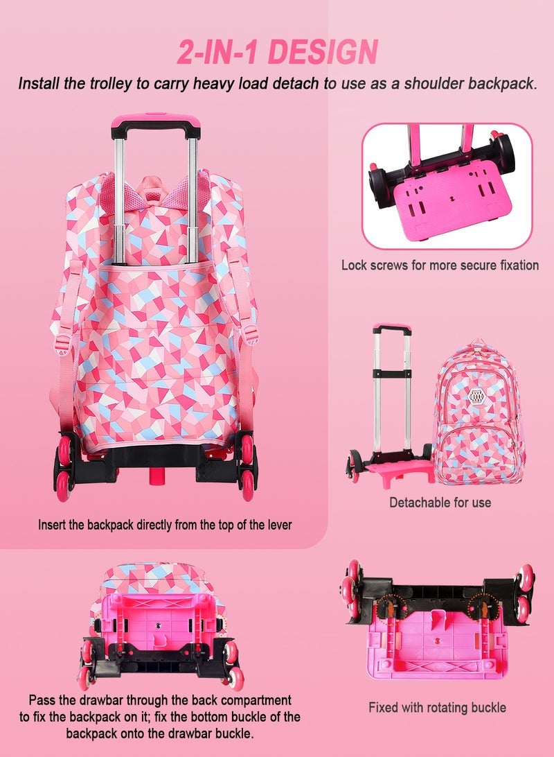 URbazaar 3-PCS Boys Rolling Backpacks Kids'Luggage Wheeled Backpack for School Boys Trolley Bags Roller Bookbag with Lunch Bag - Image 4