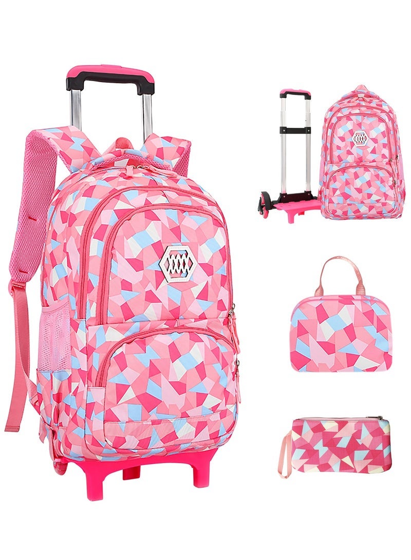 URbazaar 3-PCS Boys Rolling Backpacks Kids'Luggage Wheeled Backpack for School Boys Trolley Bags Roller Bookbag with Lunch Bag - Image 1