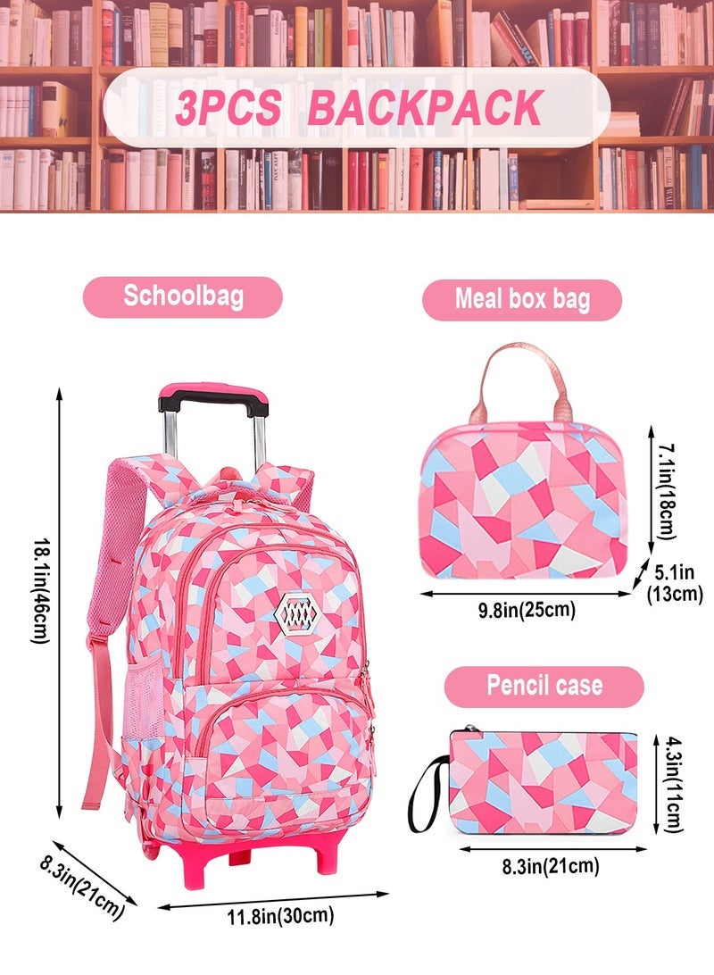 URbazaar 3-PCS Boys Rolling Backpacks Kids'Luggage Wheeled Backpack for School Boys Trolley Bags Roller Bookbag with Lunch Bag - Image 2