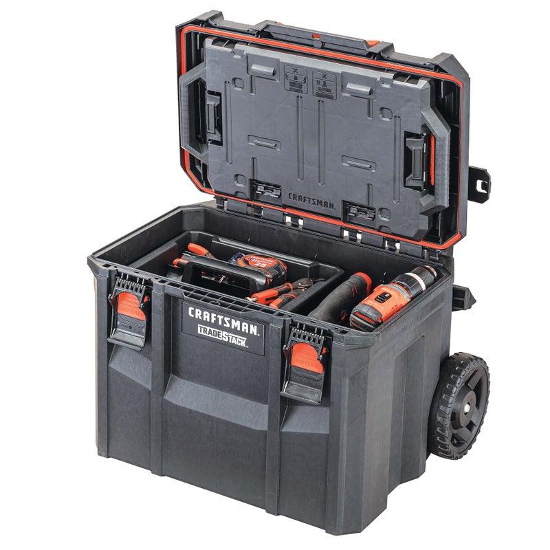 CRAFTSMAN TRADESTACK Tool Box with Wheels, Waterproof, Stackable System, Portable Rolling Storage for Indoor/Outdoor Use, 22.5 Inch (CMST21445) - Image 5