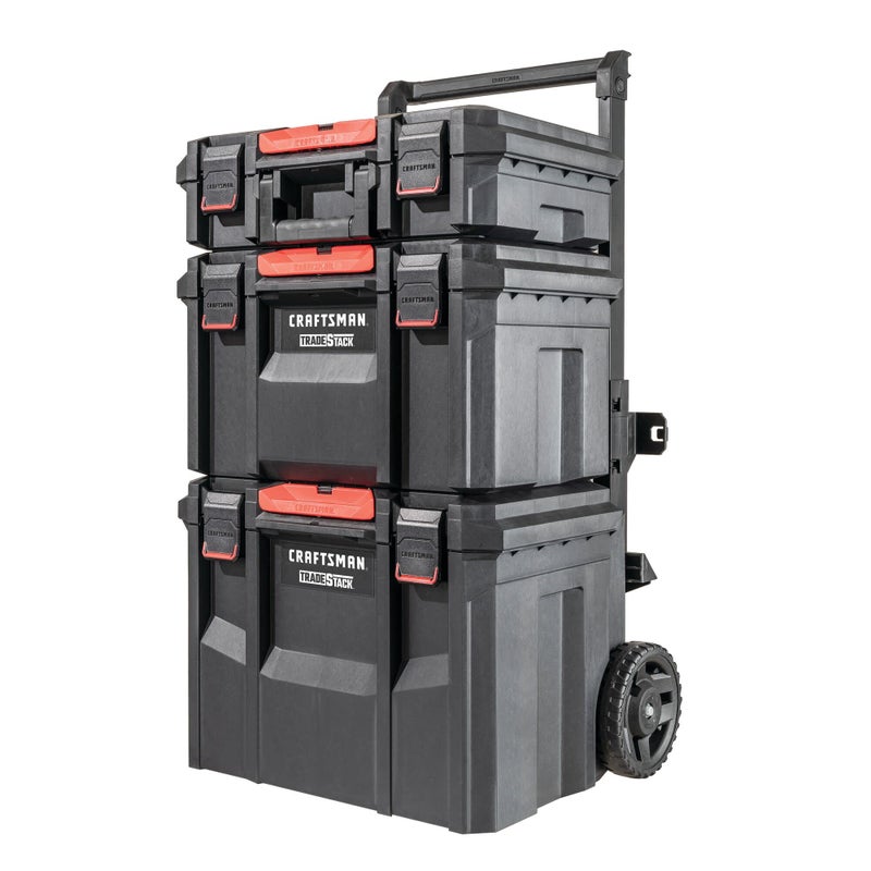 CRAFTSMAN TRADESTACK Tool Box with Wheels, Waterproof, Stackable System, Portable Rolling Storage for Indoor/Outdoor Use, 22.5 Inch (CMST21445) - Image 2