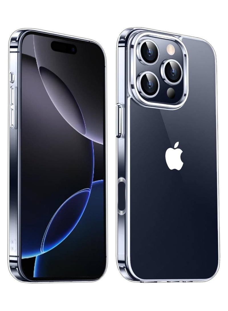 جراب iPhone 16 Pro Max شفاف كريستالي، [تقنية صفراء أبدًا] [حماية بدرجة ميل 12FT] غطاء نحيف شفاف للنساء والرجال لهاتف iPhone 16 ProMax مقاس 6.9 بوصة، شفاف - Image 1