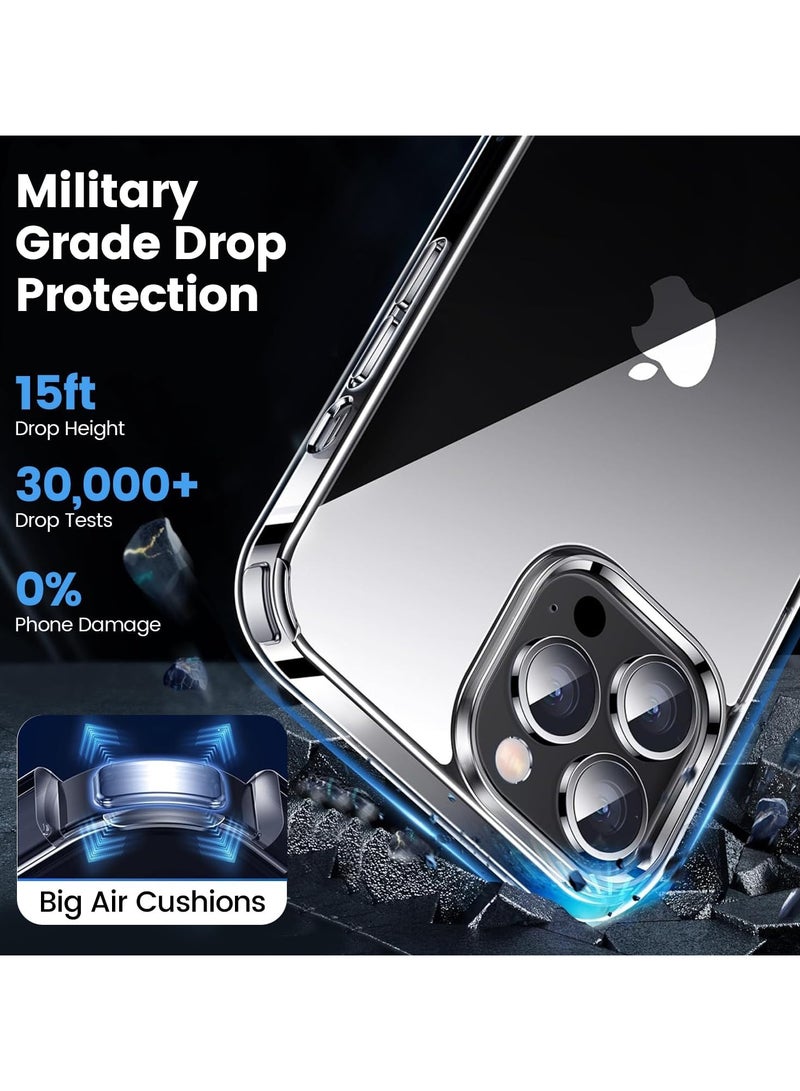 جراب iPhone 16 Pro Max شفاف كريستالي، [تقنية صفراء أبدًا] [حماية بدرجة ميل 12FT] غطاء نحيف شفاف للنساء والرجال لهاتف iPhone 16 ProMax مقاس 6.9 بوصة، شفاف - Image 3