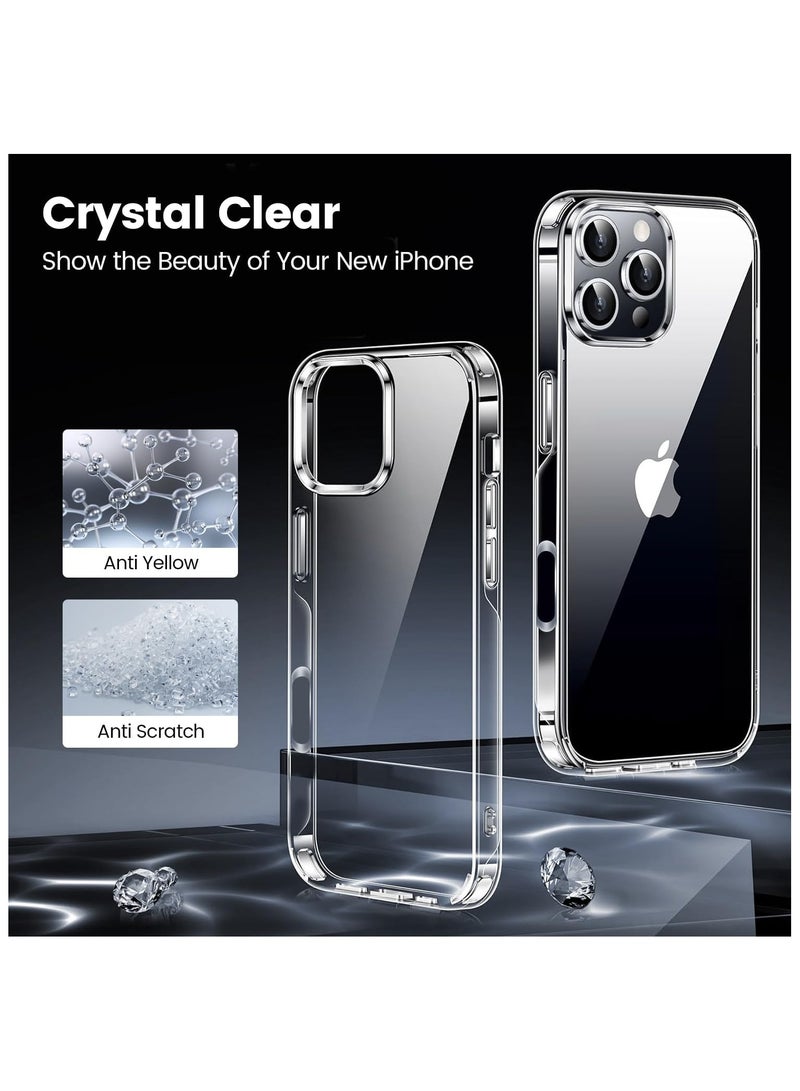 جراب iPhone 16 Pro Max شفاف كريستالي، [تقنية صفراء أبدًا] [حماية بدرجة ميل 12FT] غطاء نحيف شفاف للنساء والرجال لهاتف iPhone 16 ProMax مقاس 6.9 بوصة، شفاف - Image 2