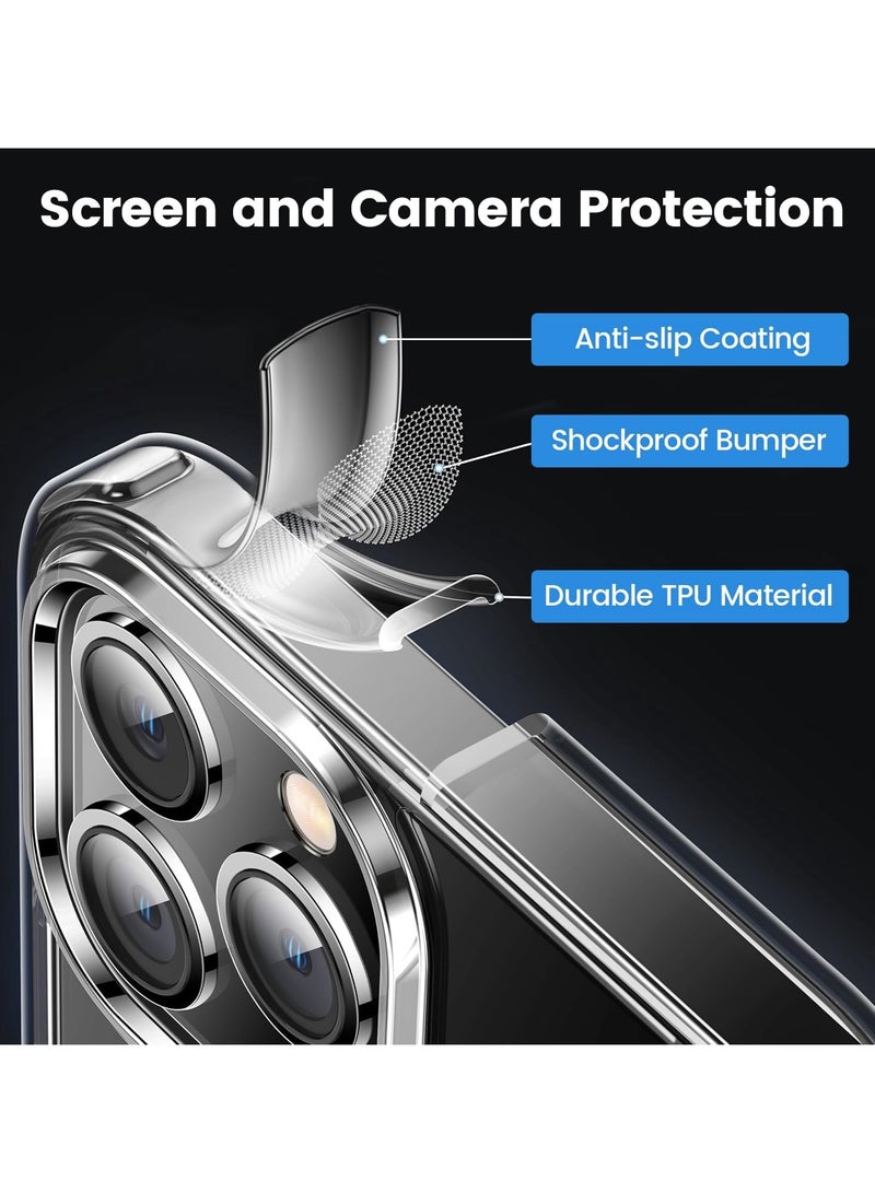 جراب iPhone 16 Pro Max شفاف كريستالي، [تقنية صفراء أبدًا] [حماية بدرجة ميل 12FT] غطاء نحيف شفاف للنساء والرجال لهاتف iPhone 16 ProMax مقاس 6.9 بوصة، شفاف - Image 5