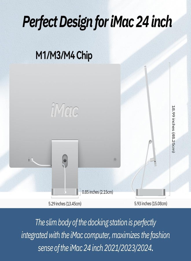 minisopuru موزع USB-C من مينيسوبورو لأجهزة iMac مقاس 24 بوصة 2021/2023، محول موزع USB يدعم محركات أقراص M.2 NVMe SSD، موزع USB لأجهزة iMac M1/M3، ملحقات iMac مع منفذ USB-C بسرعة 10 جيجابت في الثانية، منفذ USB-A 3.2، منفذ SD/TF، محرك أقراص M.2 SSD (غير مرفق)، فضي اللون. - Image 4