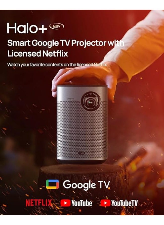 XGIMI - HALO+ Google TV OS | Full HD Long Throw Portable Projector, 700 ISO Lumens, Up to 200" Screen Size, Harman/Kardon Speakers, Built-in 2.5Hrs Battery, for Home/Office/Camping/Travel - Space Grey - Image 1
