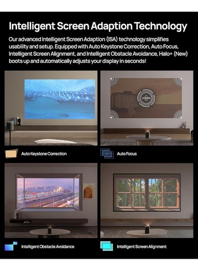 XGIMI - HALO+ Google TV OS | Full HD Long Throw Portable Projector, 700 ISO Lumens, Up to 200" Screen Size, Harman/Kardon Speakers, Built-in 2.5Hrs Battery, for Home/Office/Camping/Travel - Space Grey - Image 1