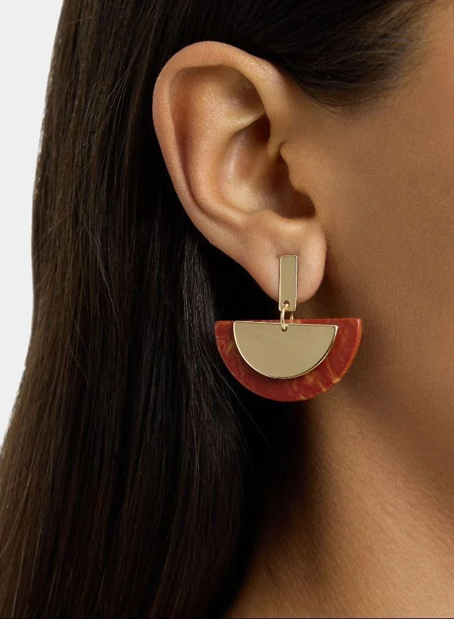 بارفوا أقراط نصف دائرة بتأثير حجر متعددة الألوان