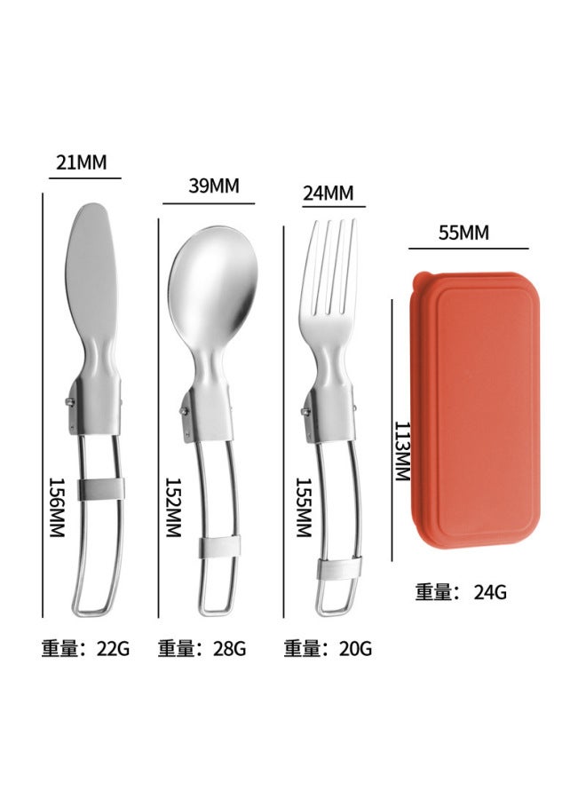 304 Stainless Steel Folding Cutlery Set Box Student Portable Multifunctional Outdoor Camping Knife Fork Spoon