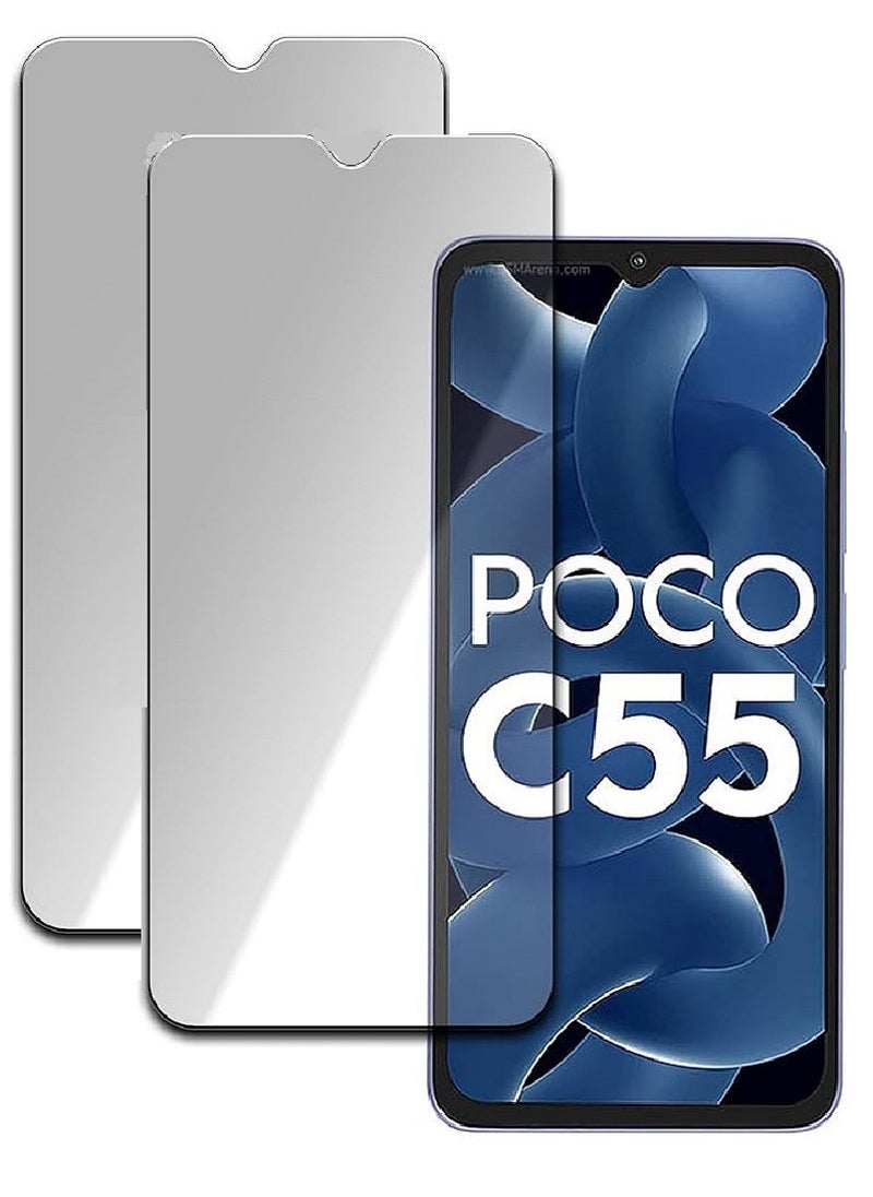 Super 2 Pieces Tempered Glass Screen Protector Clear Designed For Xiaomi Poco C55 Full Screen Coverage And Bubble Free - Image 1