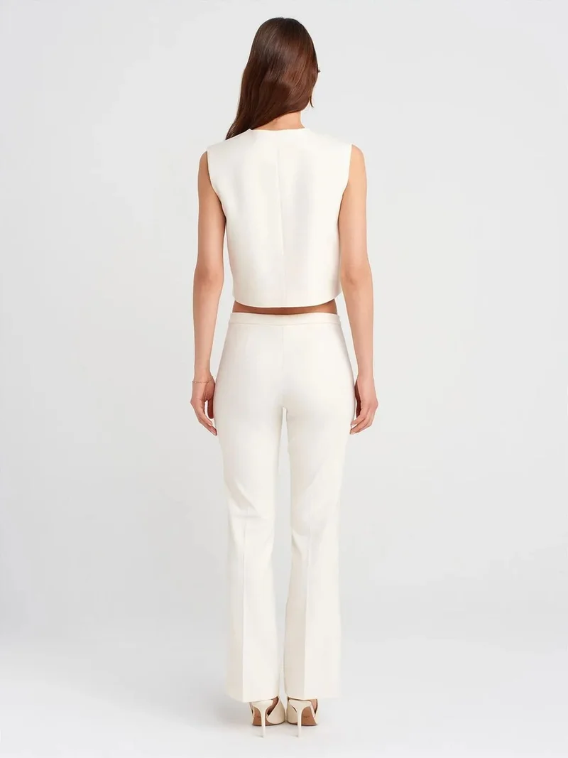 ديلفين Dilvin High-Waist Straight-Leg Crepe Trousers