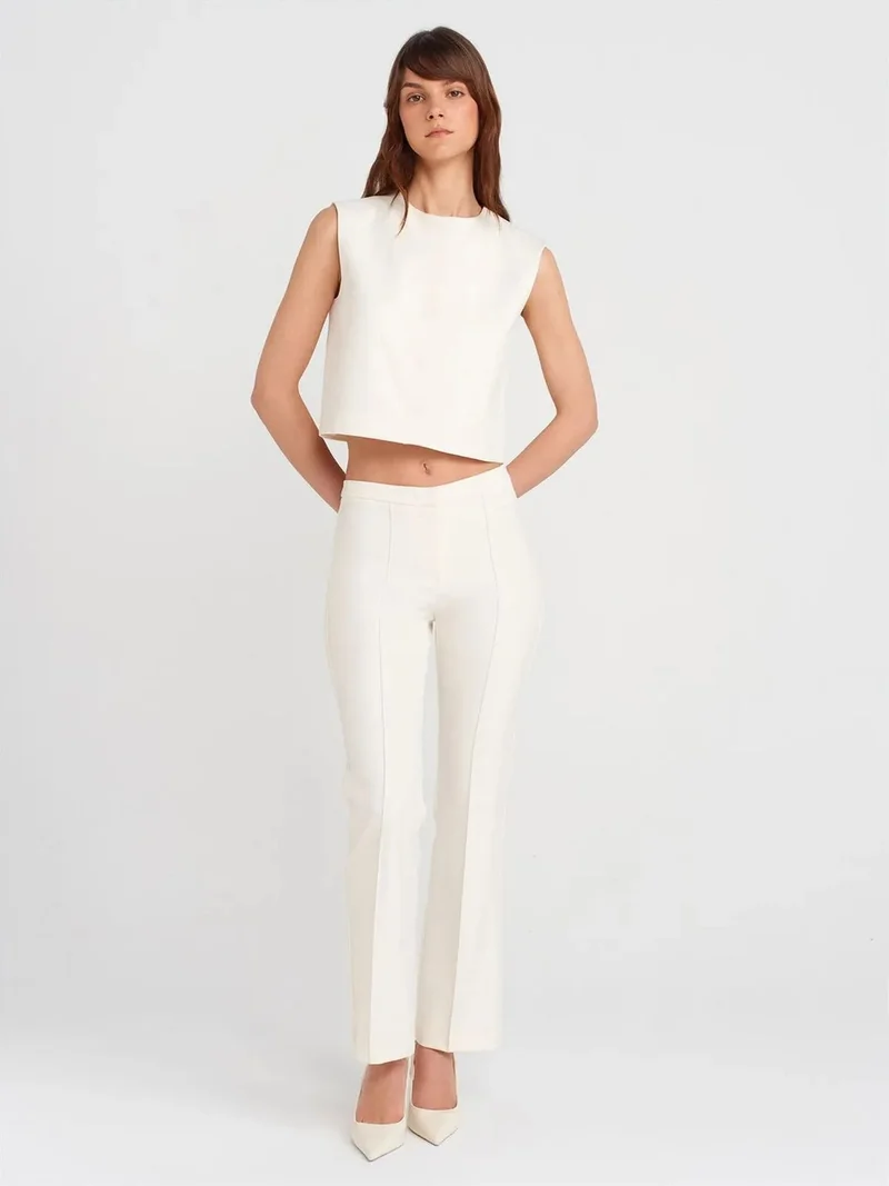 ديلفين Dilvin High-Waist Straight-Leg Crepe Trousers