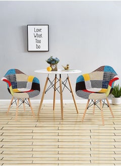 White Table with 2 Fabric Chairs L