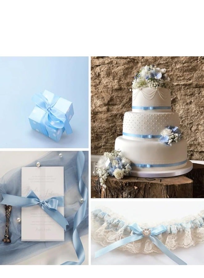 Light Blue Ribbon 1-1/2 Inch, 25 Yards Solid Satin Fabric Ribbons for Gift Wrapping, Christmas Garland, Christmas Tree Ornaments, Bows Making, DIY Crafts, Sewing Projects and Wedding Party - Image 5
