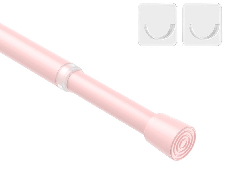 MEXAU 1Pcs Spring Tension Curtain Rod 26-39 inch Spring Tension Rods Pink Tension Rods Adjustable Spring Rod Extendable Tension Rod For Kitchen, Bathroom, Window - Image 1